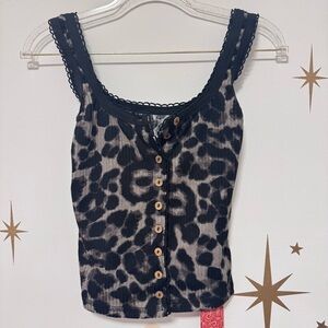 SHEIN Black and Gray Leopard Cami NWT